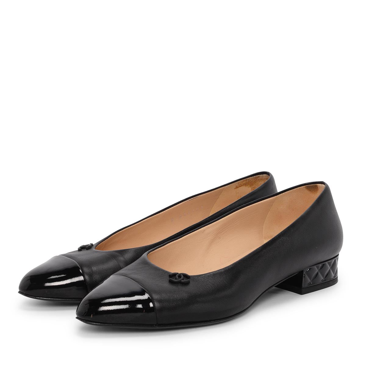 Chanel Black Lambskin CC Flats 37