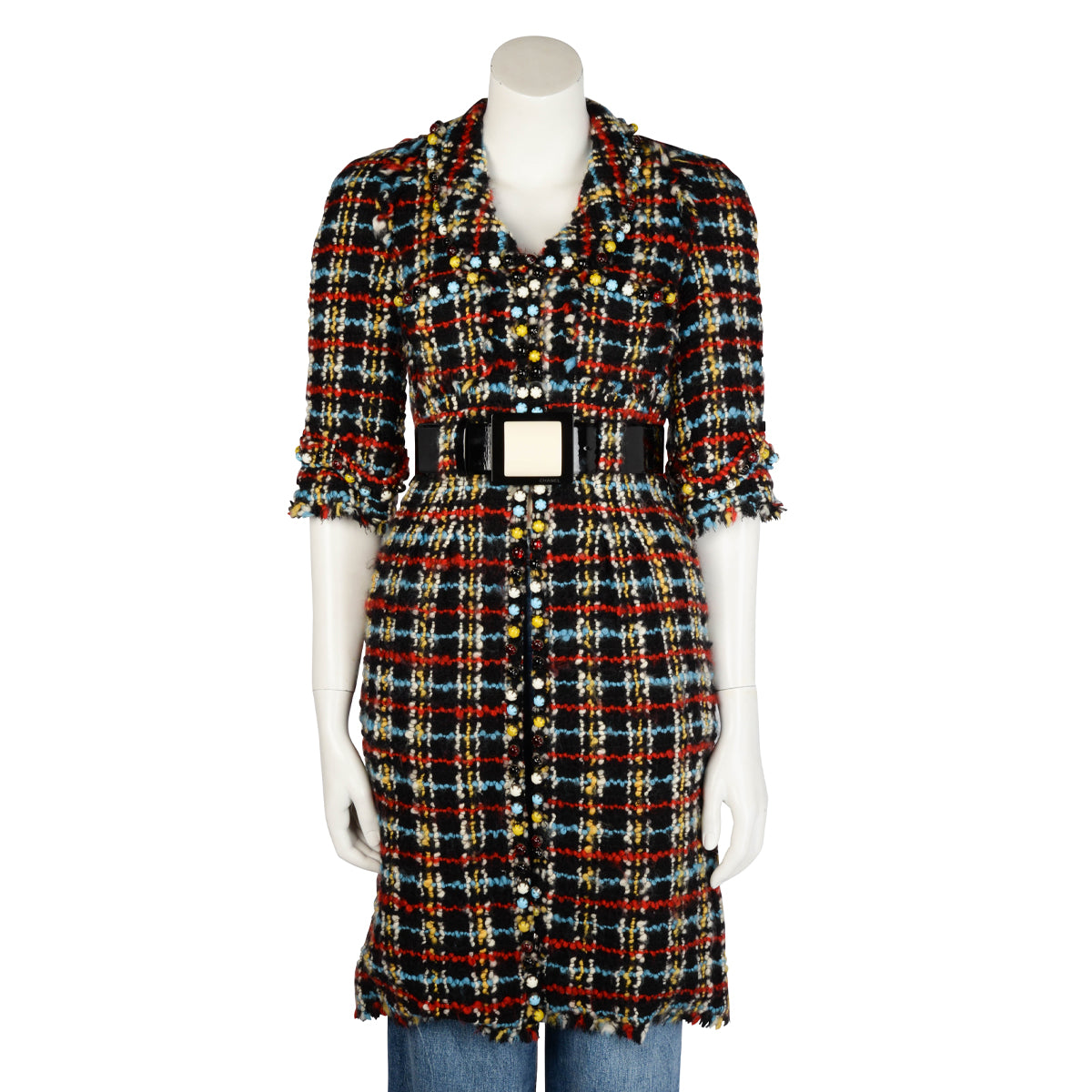 Chanel Multi Colour Wool Tweed Beaded Short Sleeve Coat FR 36