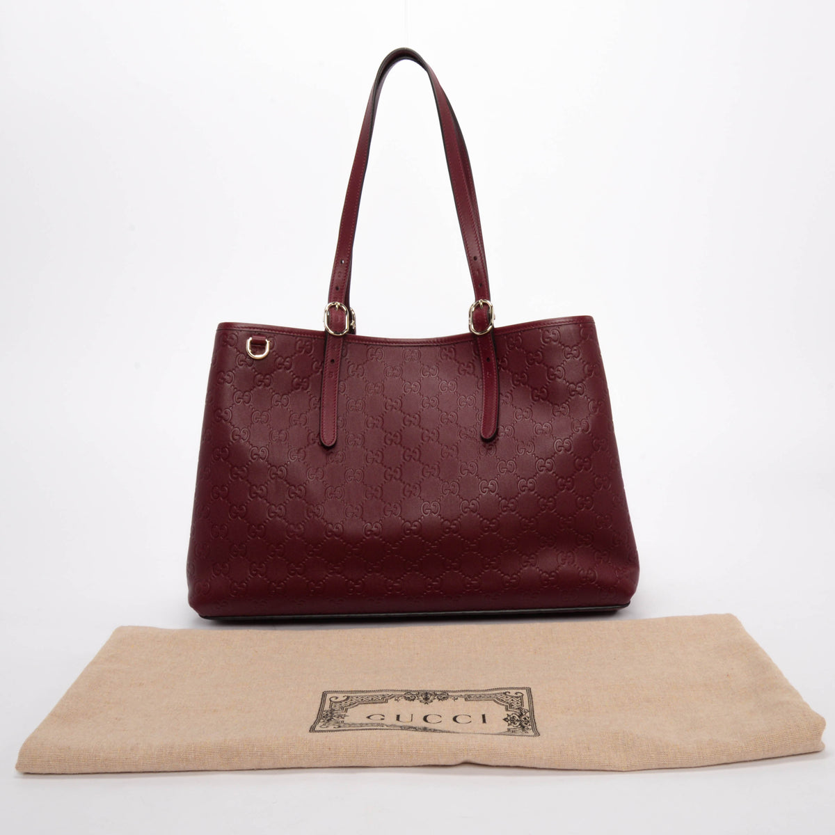 Gucci Rosso Ancora Calfskin GG Embossed Large Tote