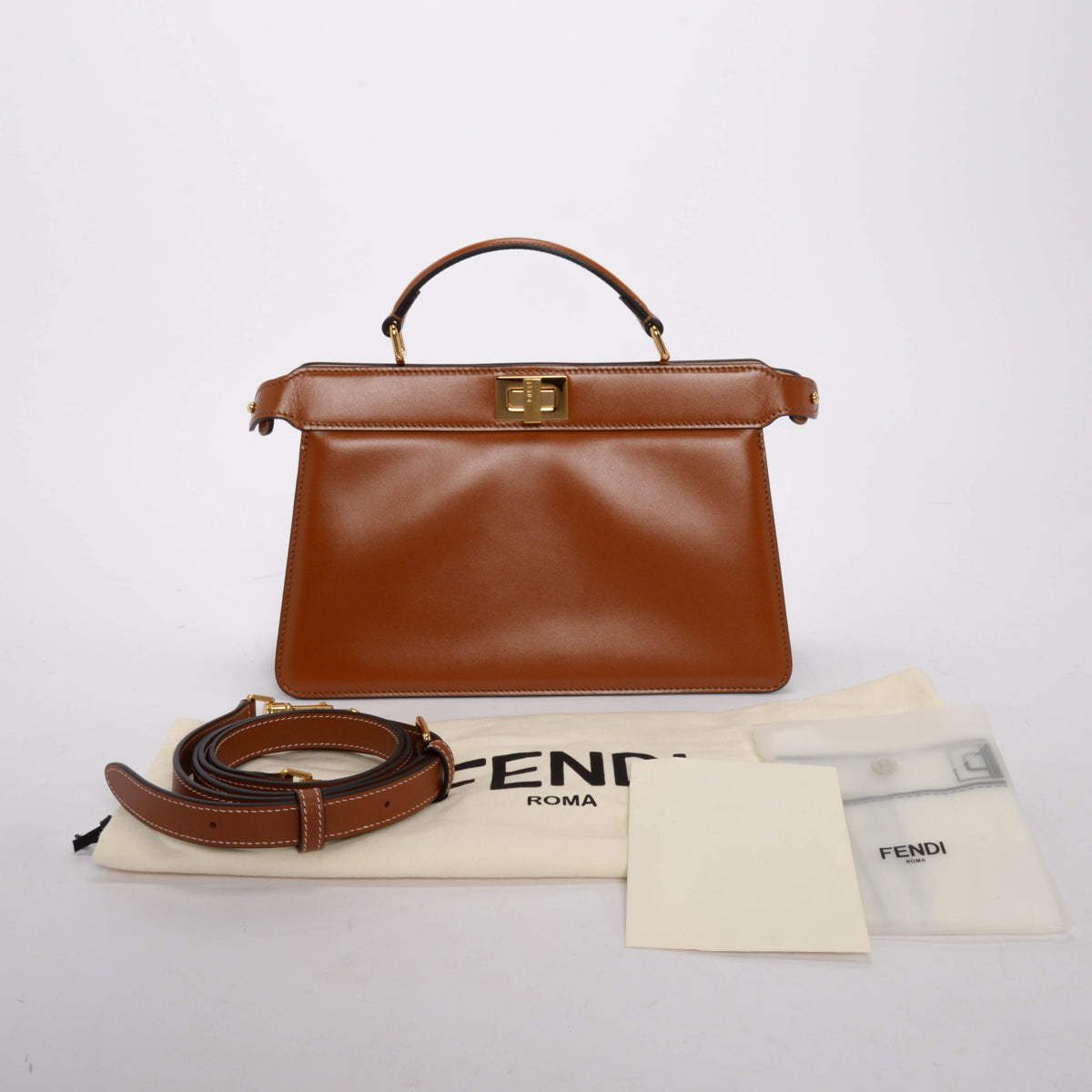 Fendi Brandy Shiny Nappa Peekaboo ISeeU East-West Bag