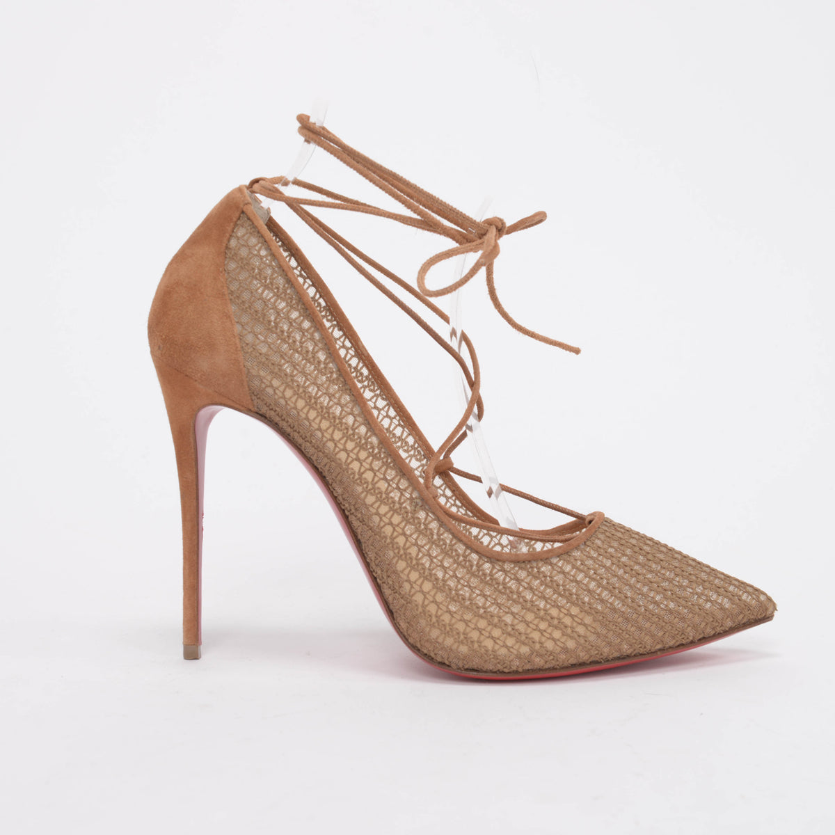 Christian Louboutin Biscotto Suede & Mesh Peropik 100 Pumps 40