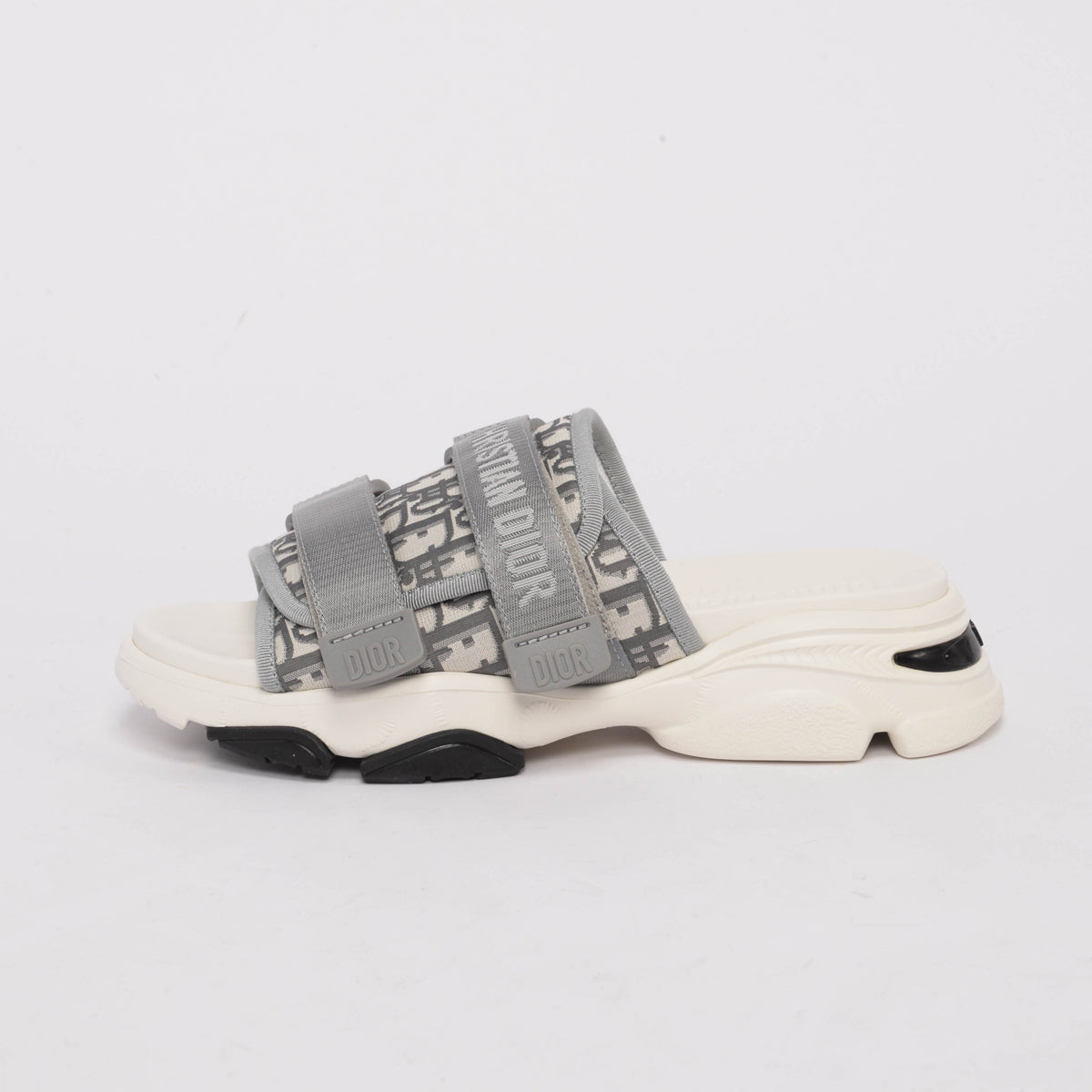 Dior Grey Oblique Canvas D-Wander Slides 38