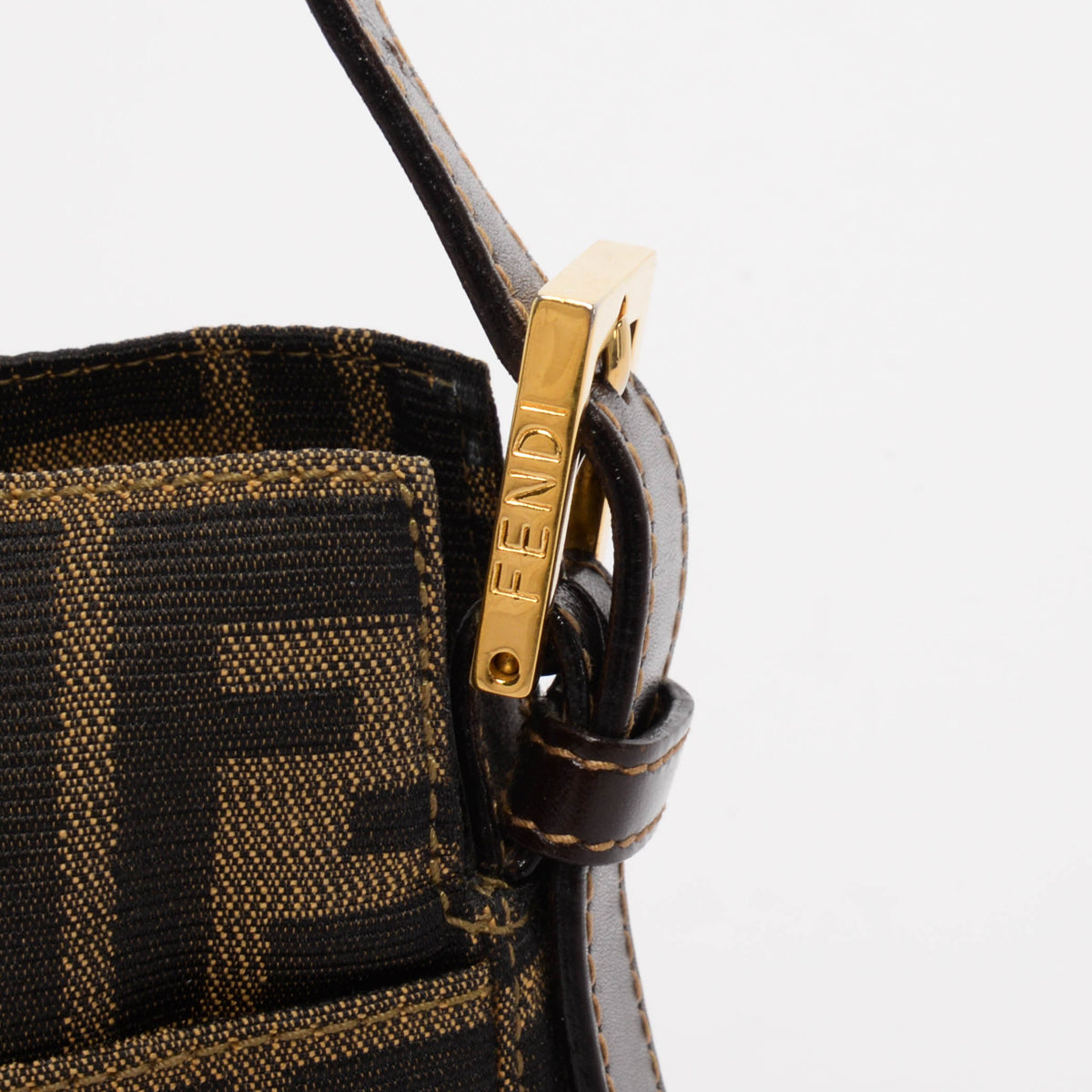 Fendi Tobacco Zucca Canvas Open Baguette Bag