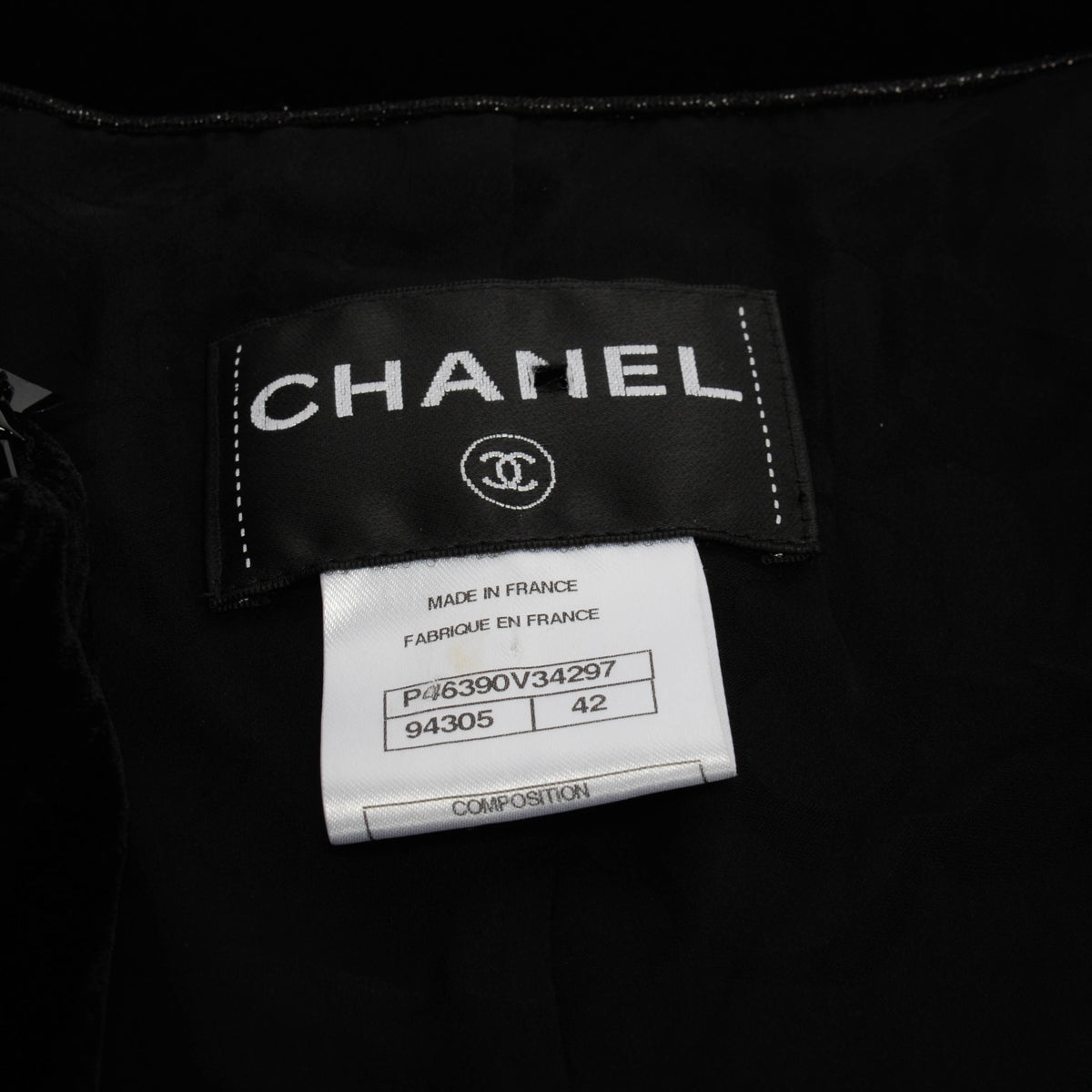 Chanel Black Crushed Velvet Beaded Trim Jacket FR 42