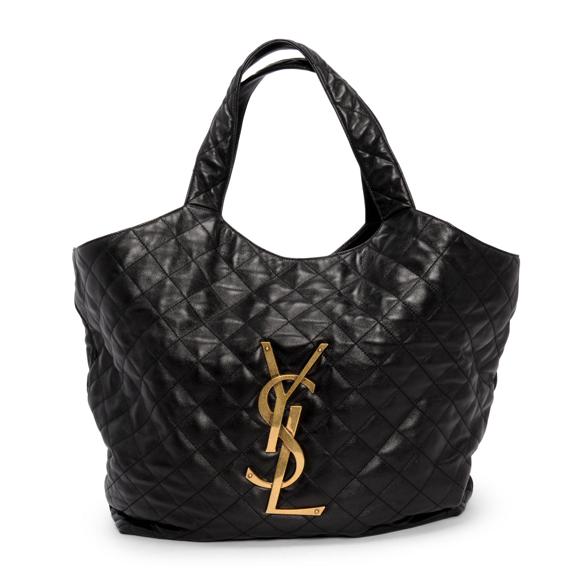 Saint Laurent Black Quilted Lambskin Maxi Icare Shopping Tote