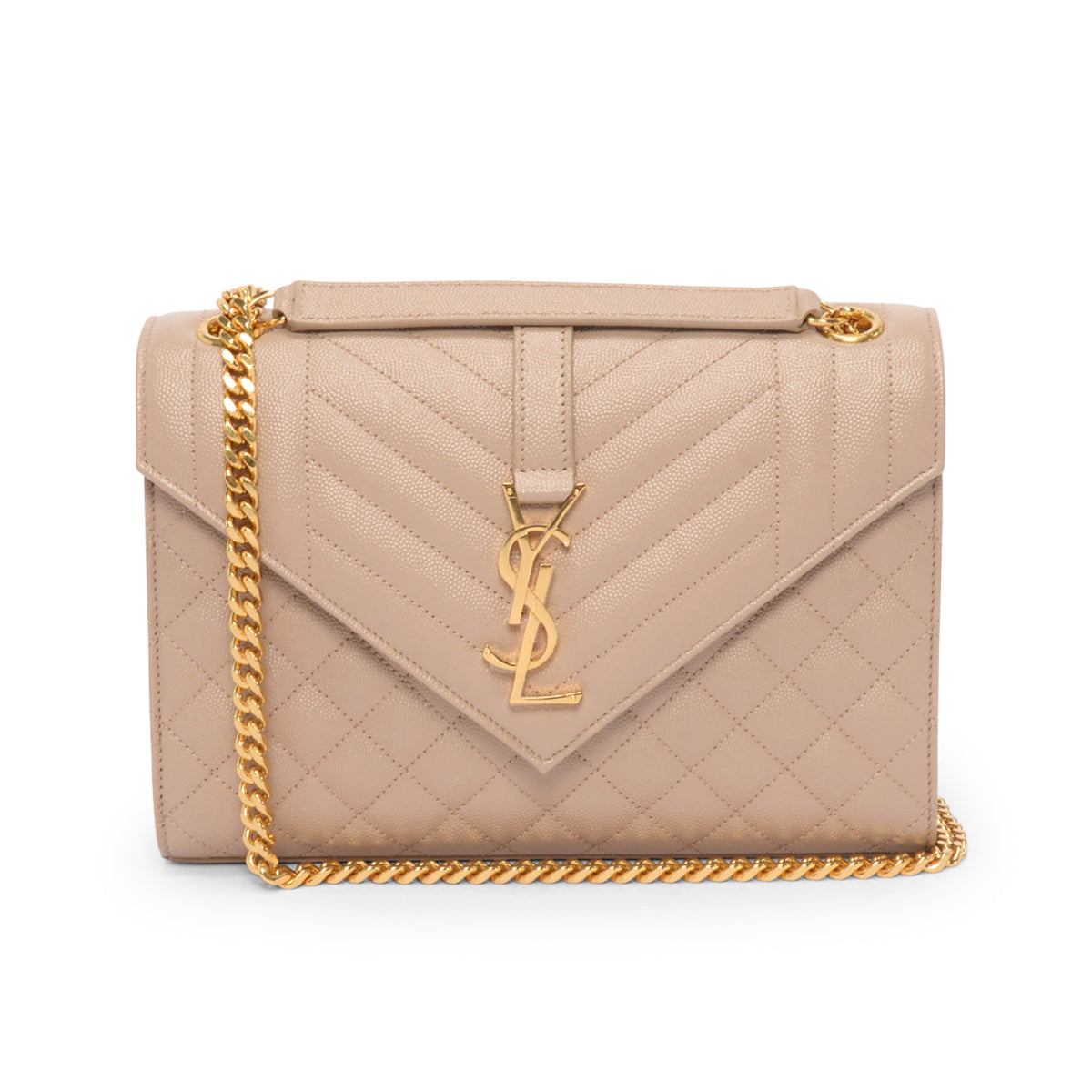 Saint Laurent Beige Grain de Poudre Mix Matelasse Medium Envelope Bag