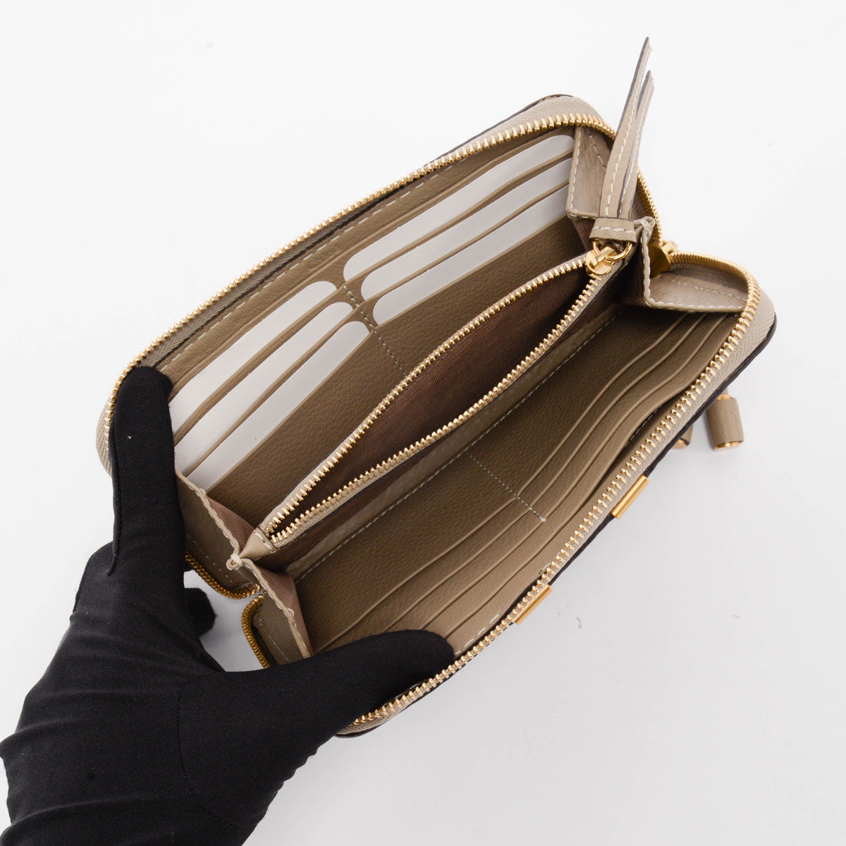 Chloe Taupe Grained Calfskin Marcie Wallet