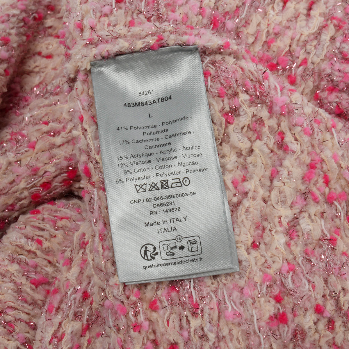 Dior Pink Cashmere Cannage Sweater L