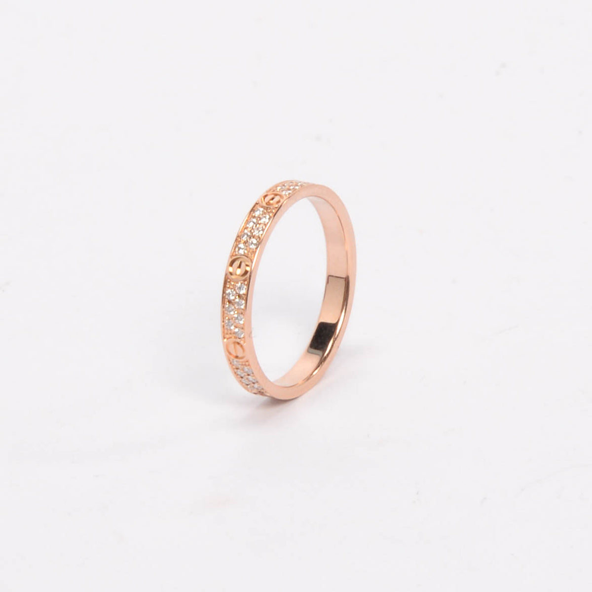 Cartier Rose Gold & Pave Diamond Mini Model Love Ring