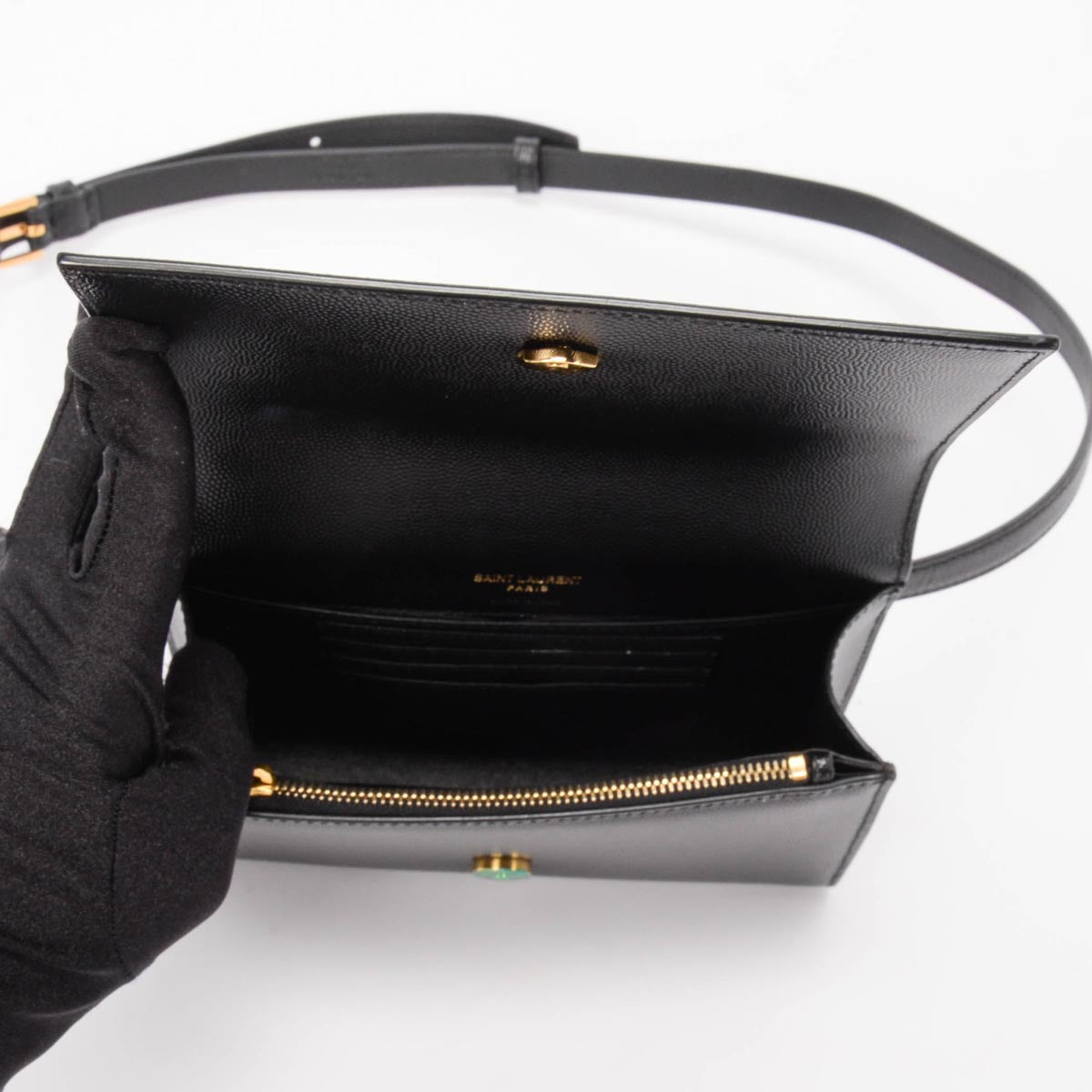 Saint Laurent Black Grain de Poudre Kate Belt Bag