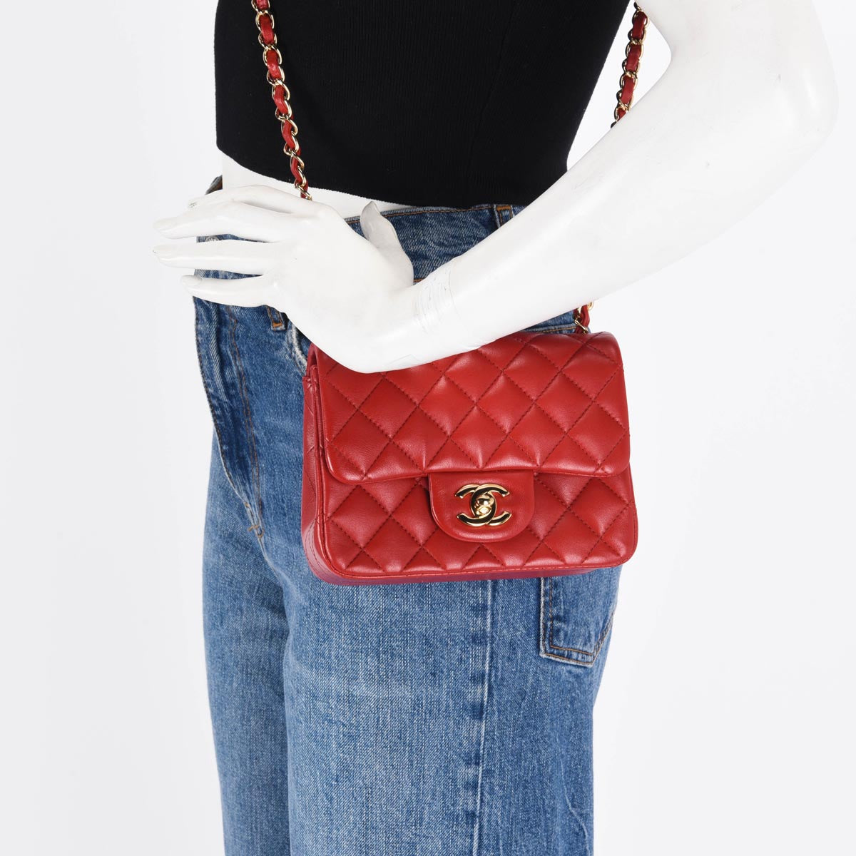 Chanel Red Quilted Lambskin Mini Flap Bag