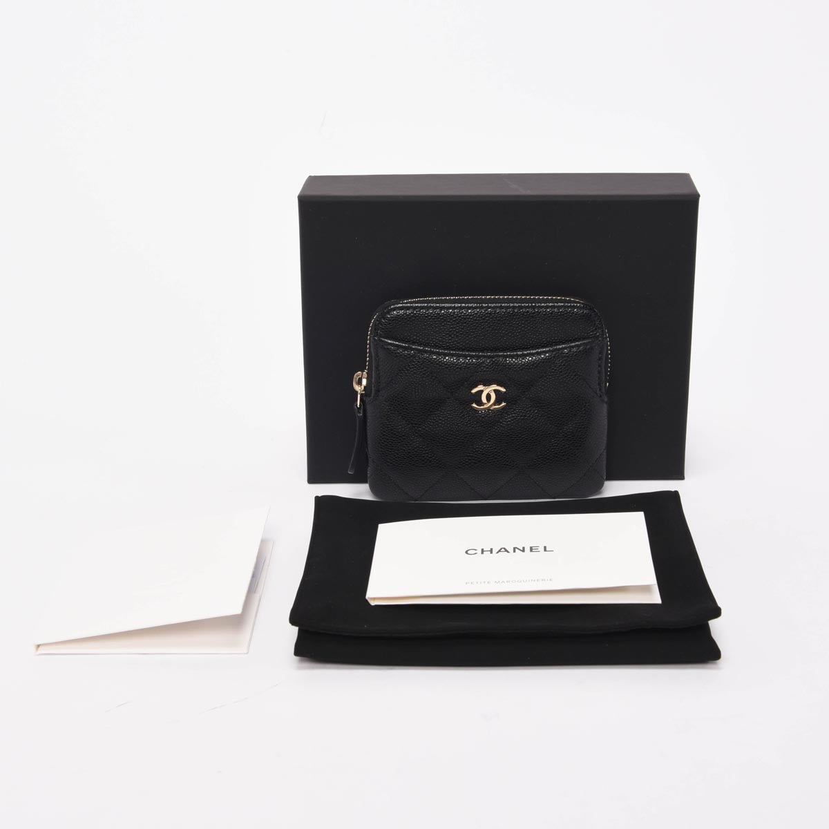 Chanel Black Caviar Classic Zip Square Card Holder