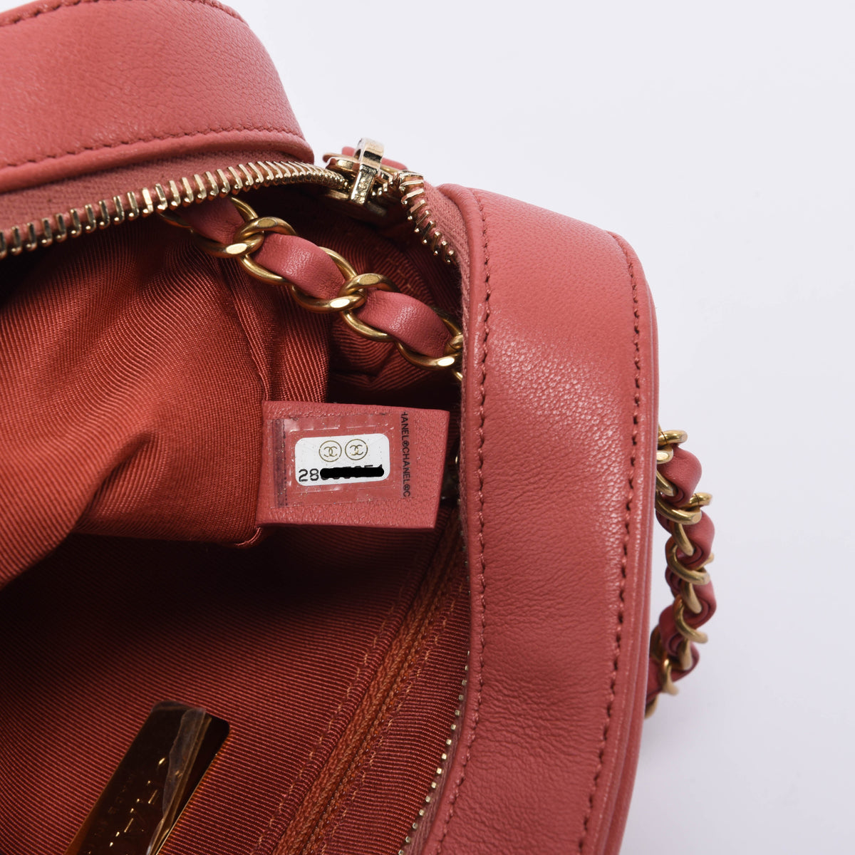 Chanel Dusty Pink Quilted Lambskin Chain Infinity Camera Case