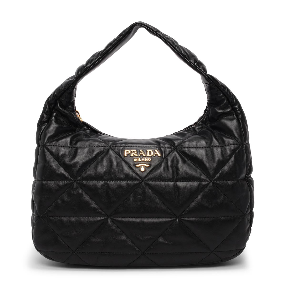 Prada Black Nappa Stitched Large Hobo Bag
