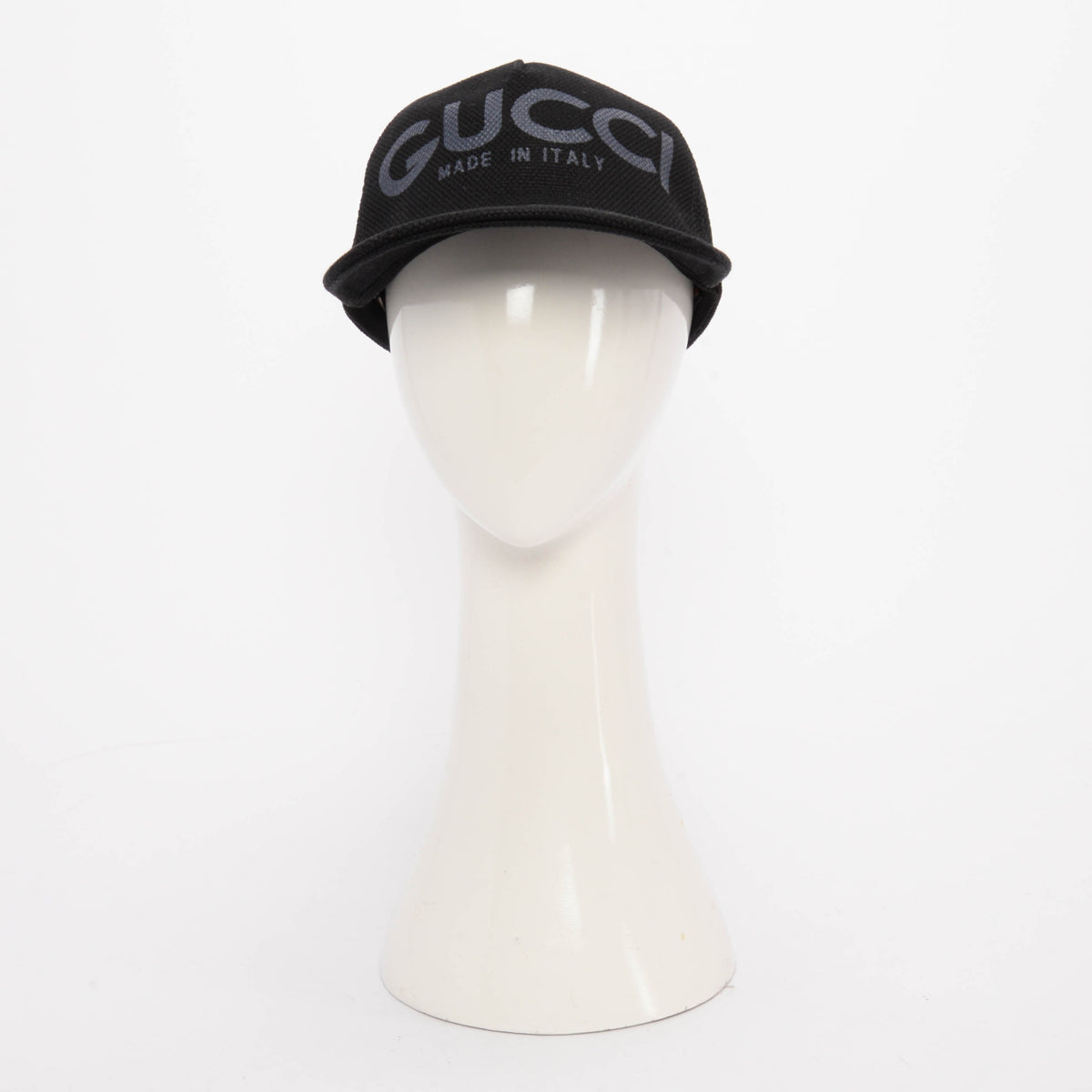 Gucci Black Cotton Canvas Logo Print Baseball Cap