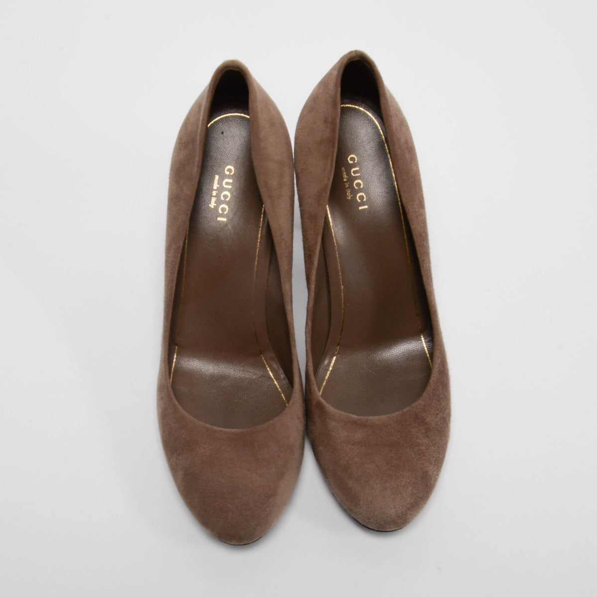 Gucci Dark Beige Suede Studded Heel Pumps 38