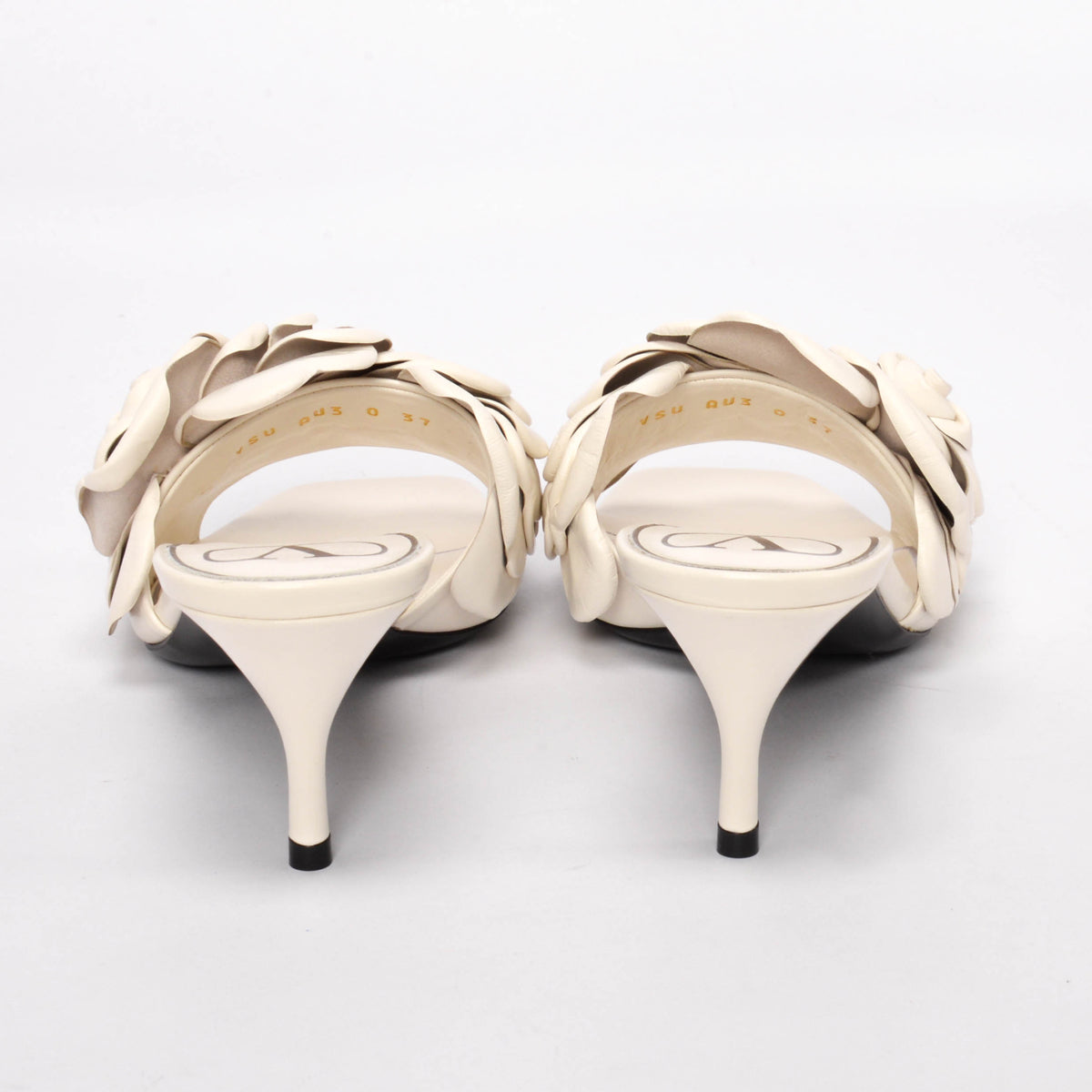 Valentino White Nappa Atelier Rose Sandals 37