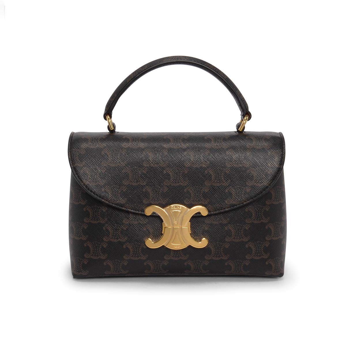 Celine Brown Triomphe Canvas Teen Nino Top Handle Bag