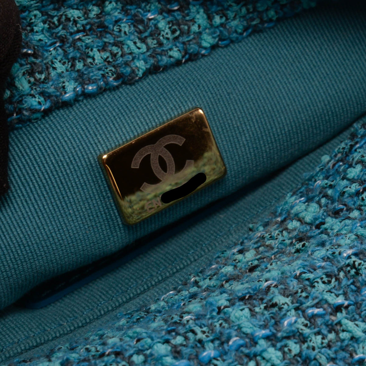 Chanel Teal Tweed CC Tassel Mini Bag