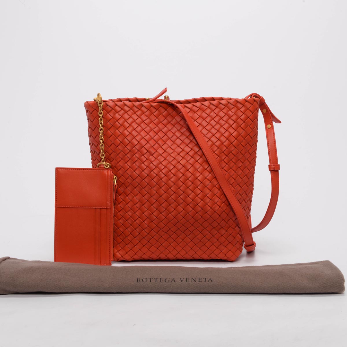 Bottega Veneta Burnt Orange Intrecciato Cross Body Bag