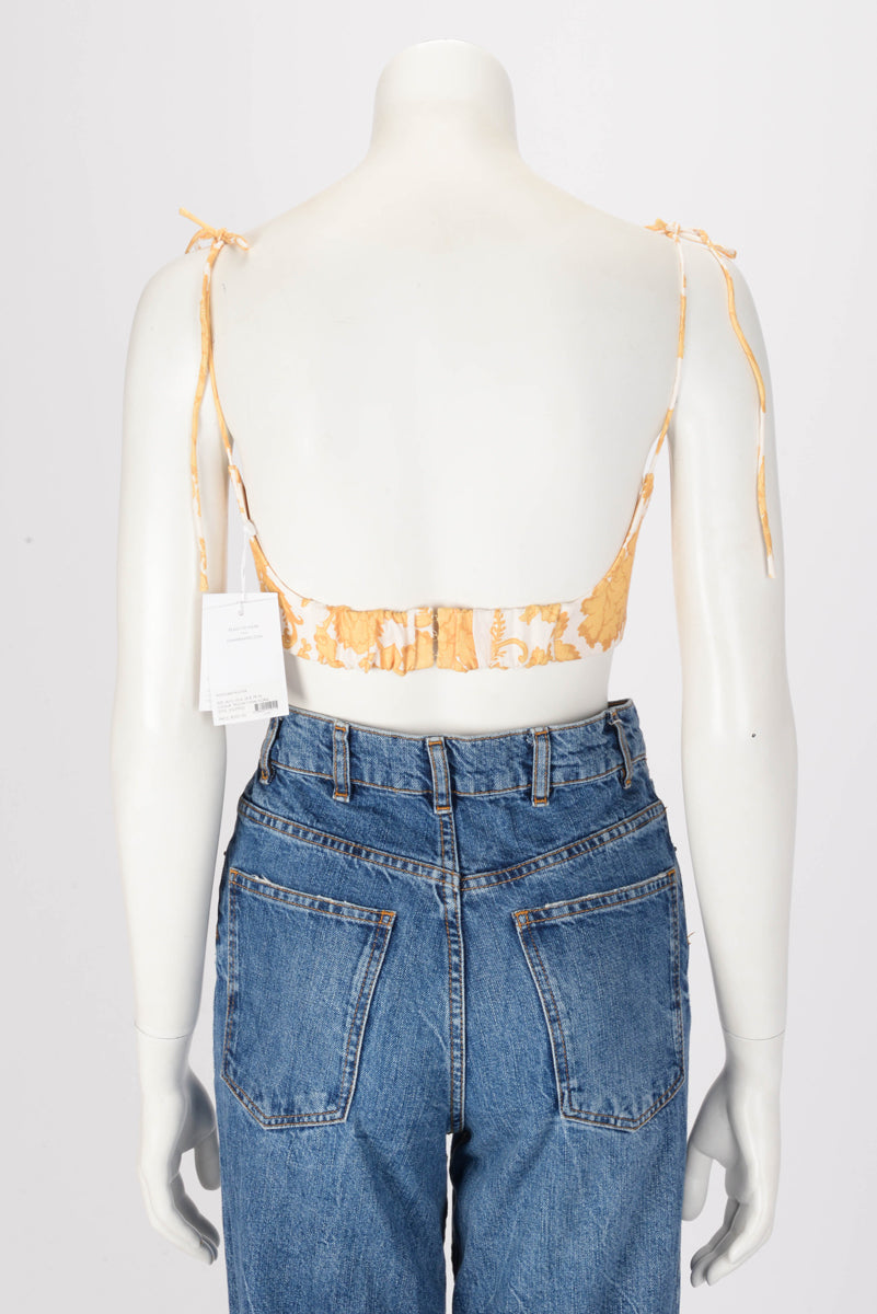 Zimmermann Yellow Floral Linen Postcard Bustier Top 0