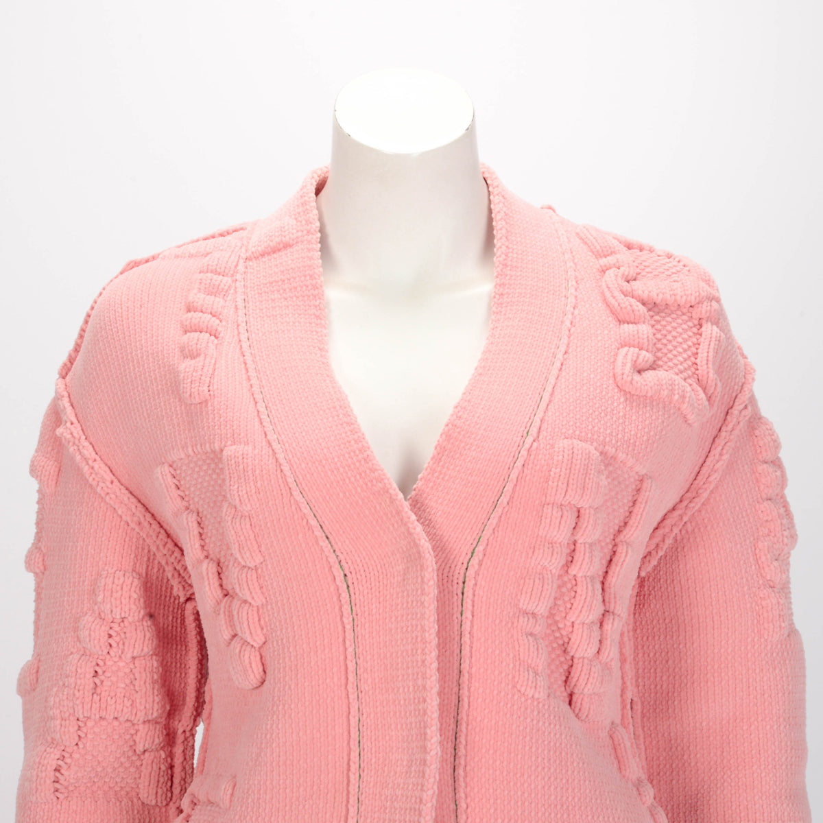 Bottega Veneta Pink Chenille Knit Alphabet Cardigan S