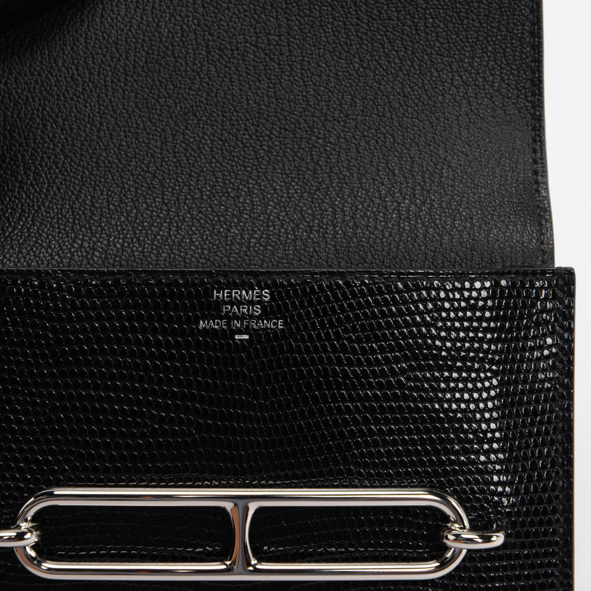 Hermes Noir Shiny Lizard Roulis Slim Wallet