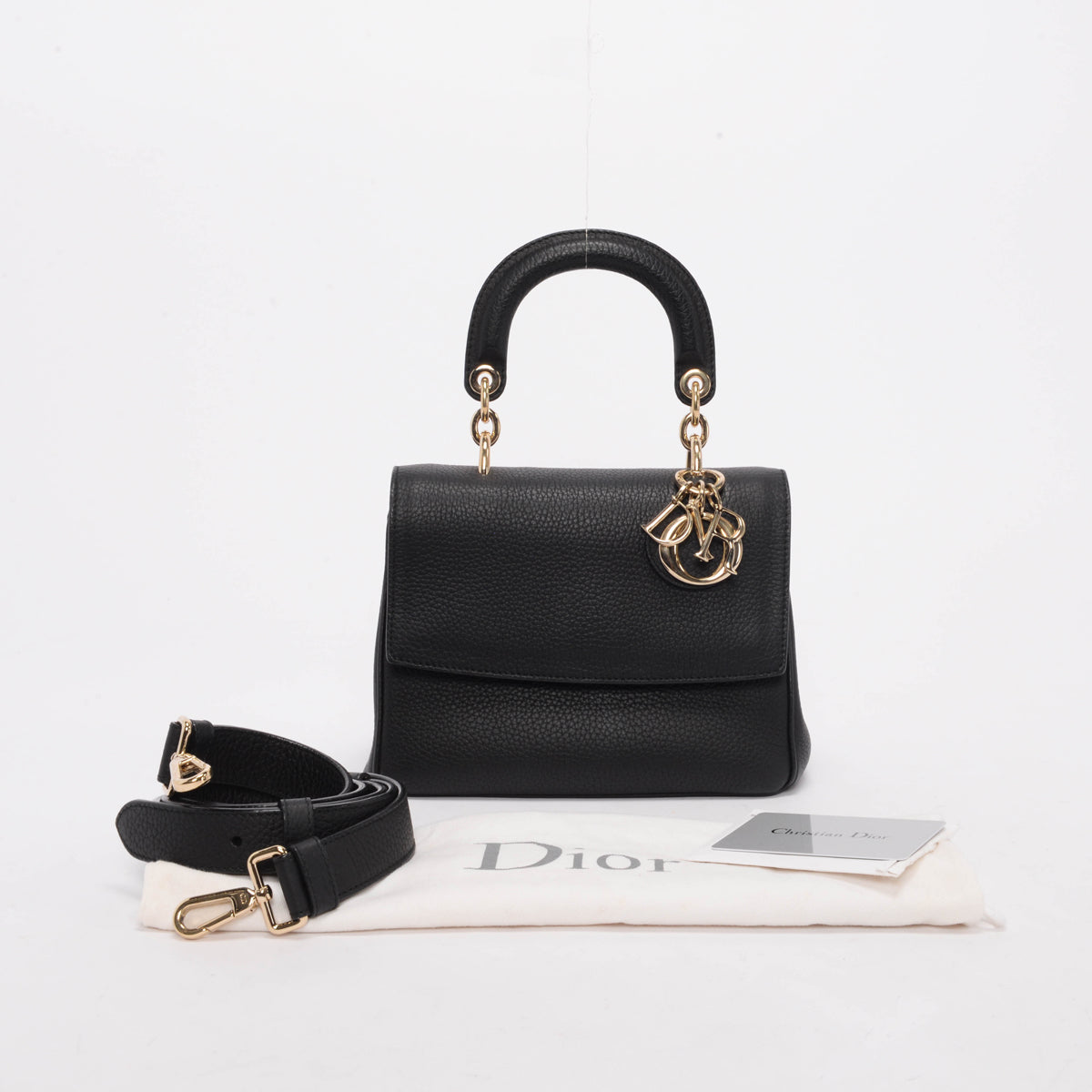 Dior Black Grained Calfskin Mini Be Dior Flap Bag