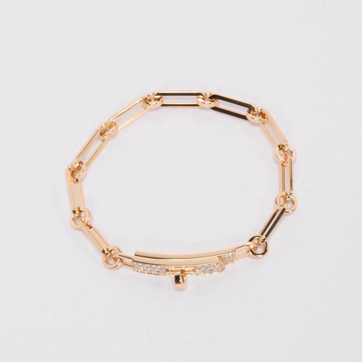 Hermes Yellow Gold & Diamond Kelly Chaine Bracelet