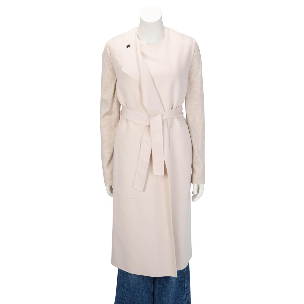 Hermes Blanc Poros Cashmere Sleeveless Coat FR 36