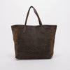 Gucci Brown Burnished Leather Soft Stirrup Tote - Blue Spinach