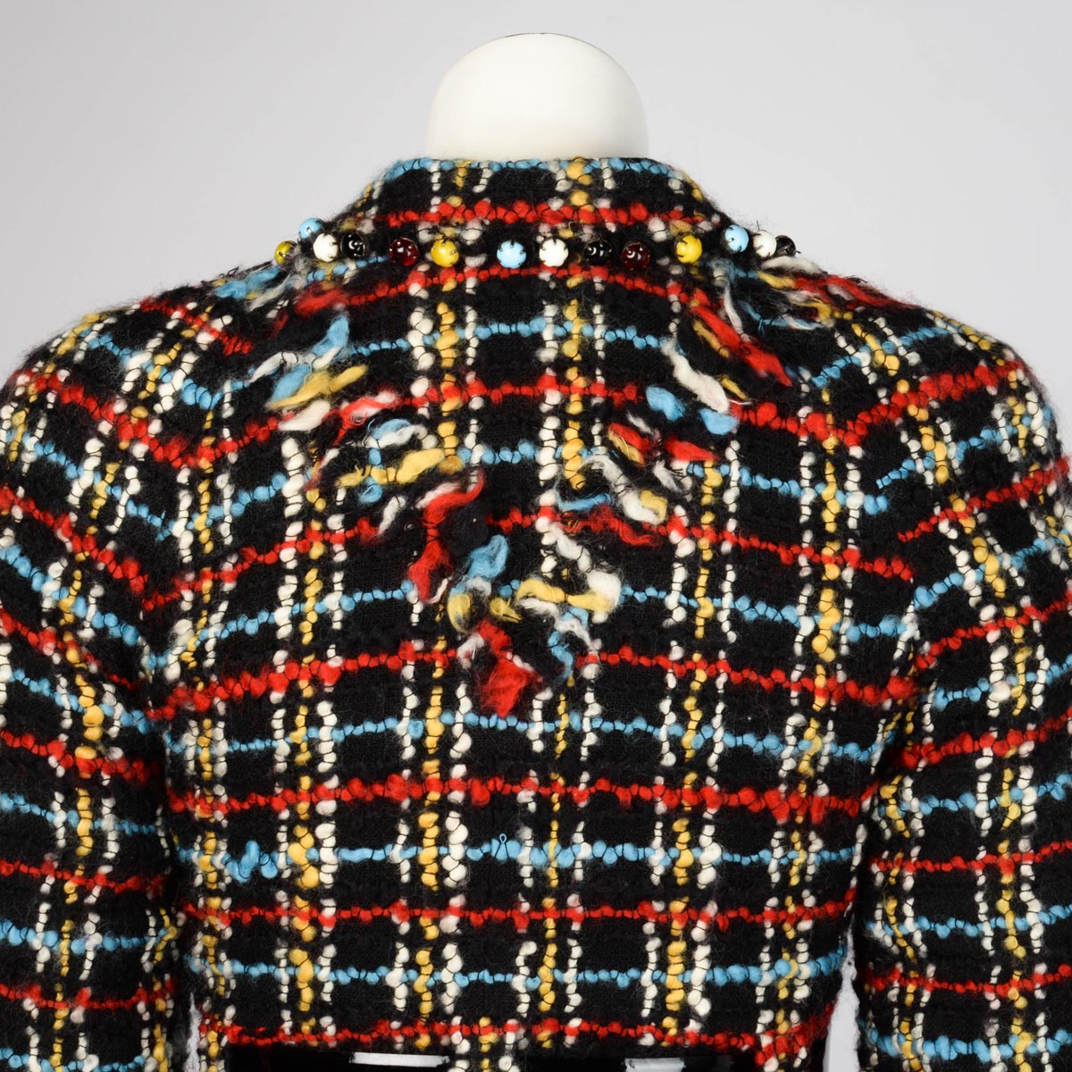 Chanel Multi Colour Wool Tweed Beaded Short Sleeve Coat FR 36
