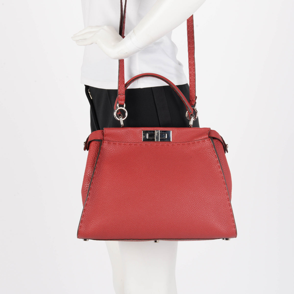 Fendi Raspberry Selleria Medium Peekaboo Bag