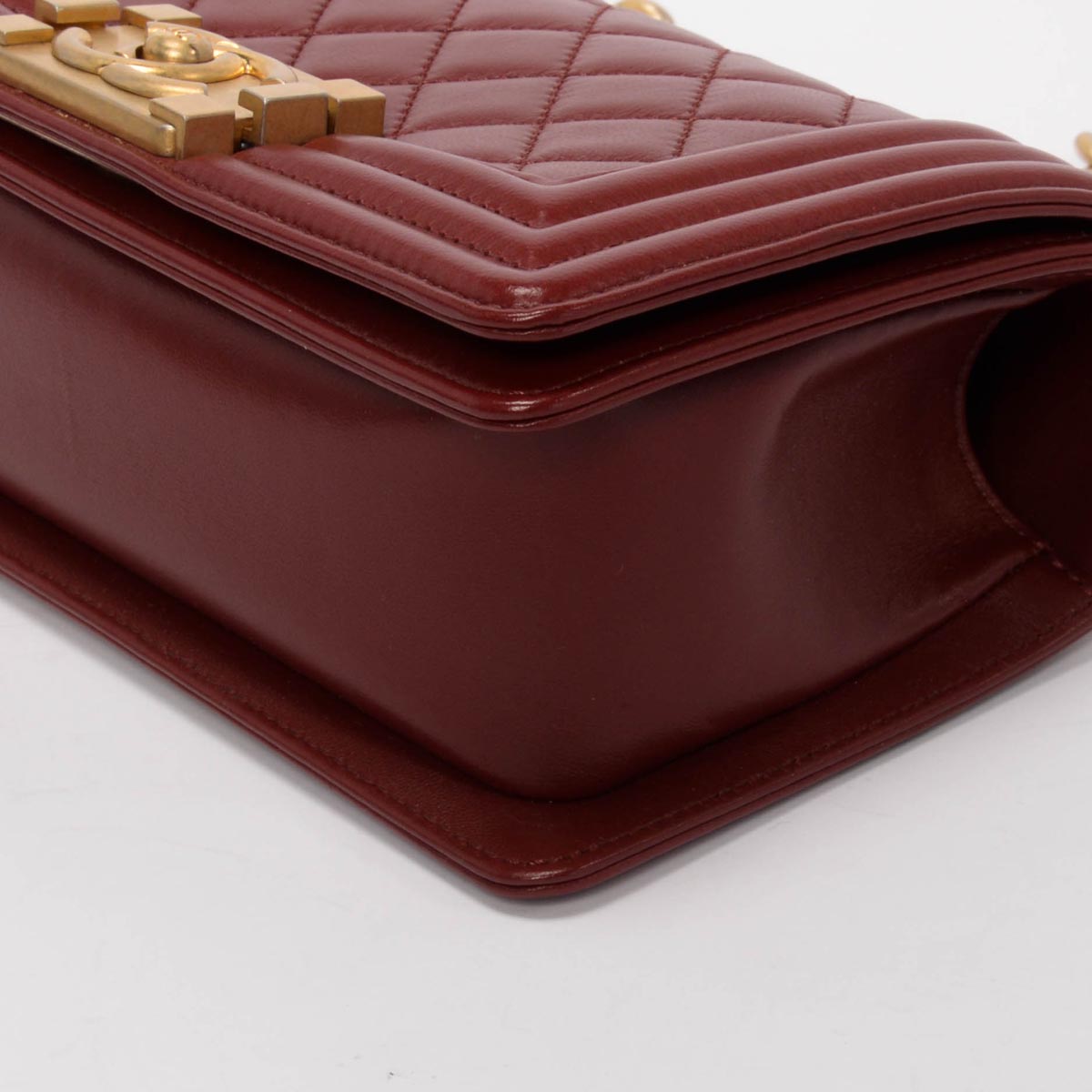 Chanel Burgundy Quilted Lambskin Small Boy Bag