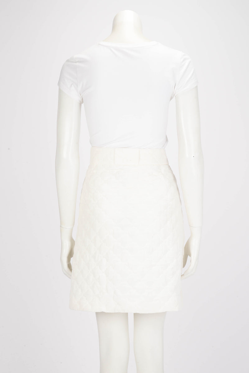 Fendi White Quilted Silk Mini Skirt IT 50