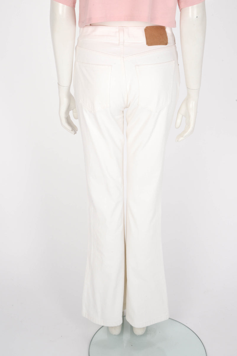 Celine White Denim Boot Leg Jeans 27