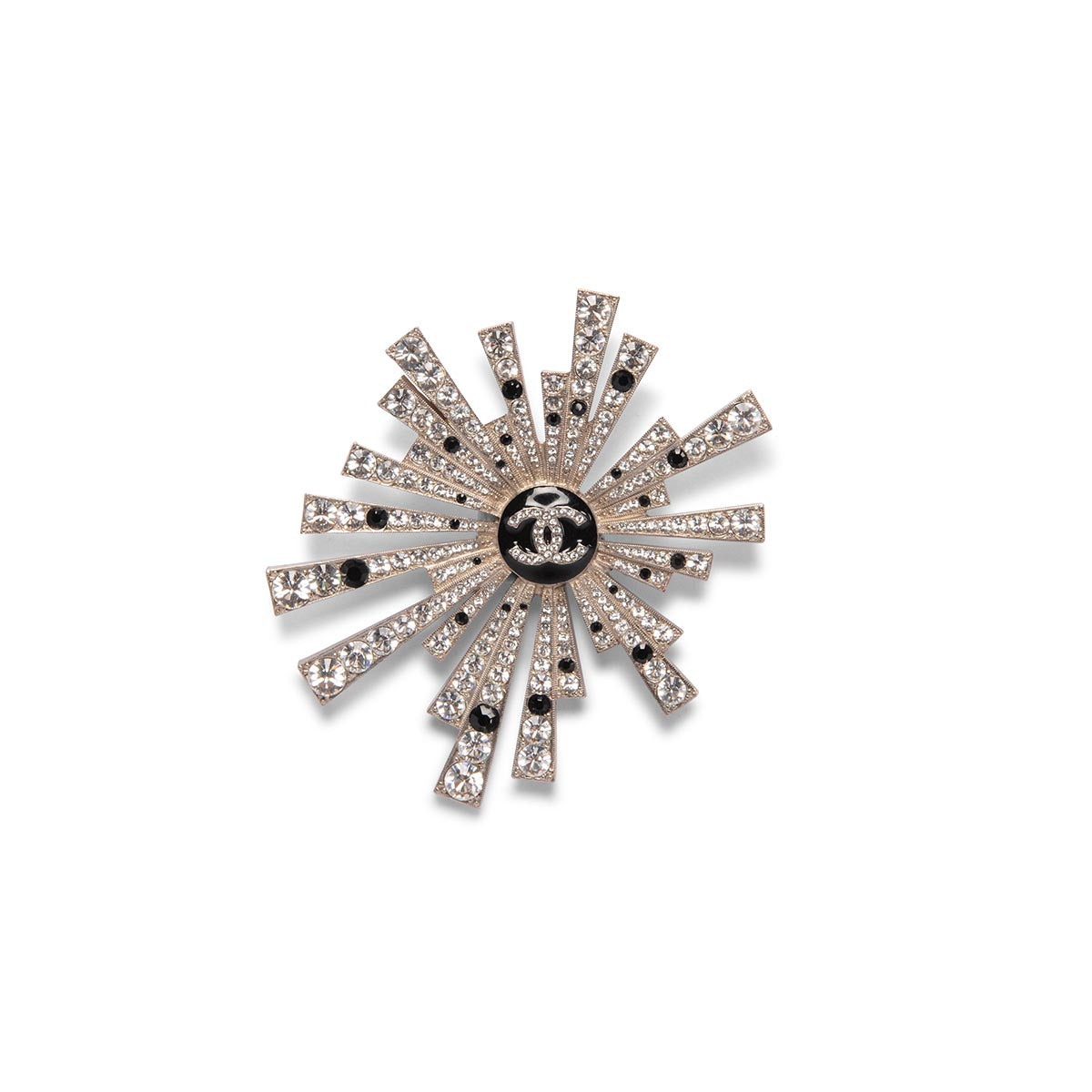 Chanel Vintage Silver Crystal CC Starburst Brooch