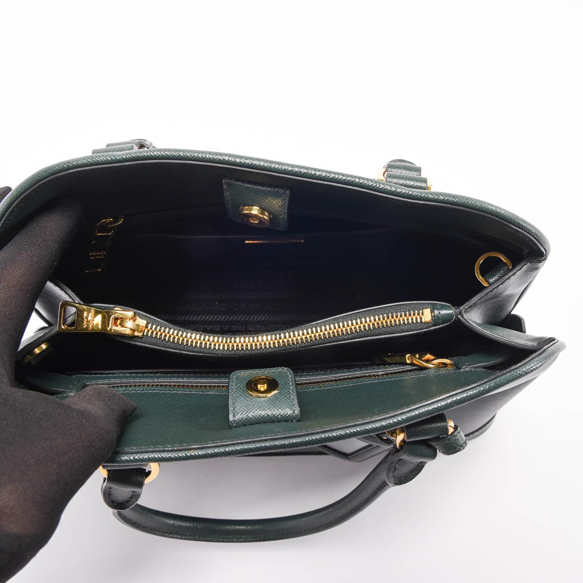Prada Emerald Saffiano Lux Medium Promenade Bag