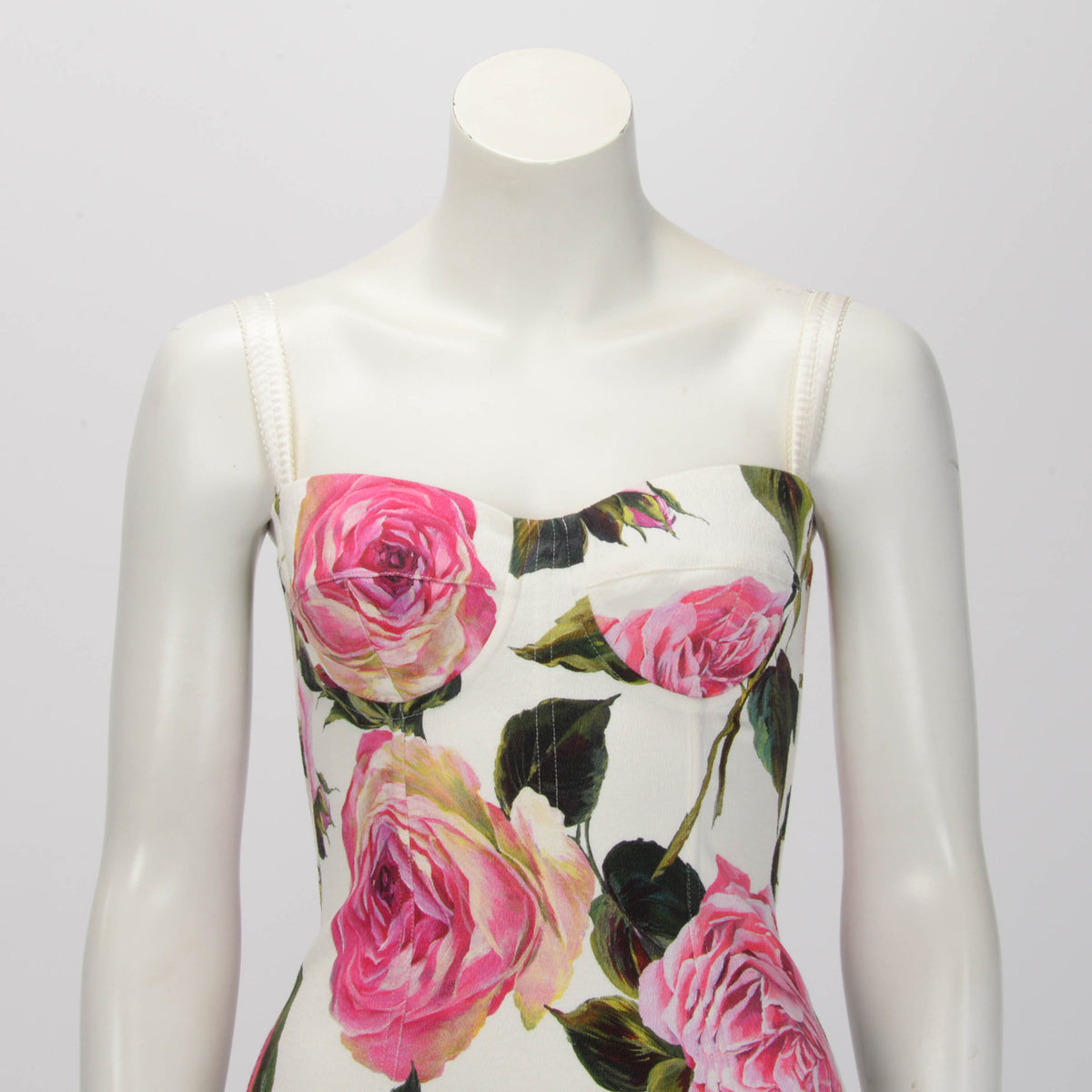 Dolce & Gabbana White Rose Print Mini Dress IT 40