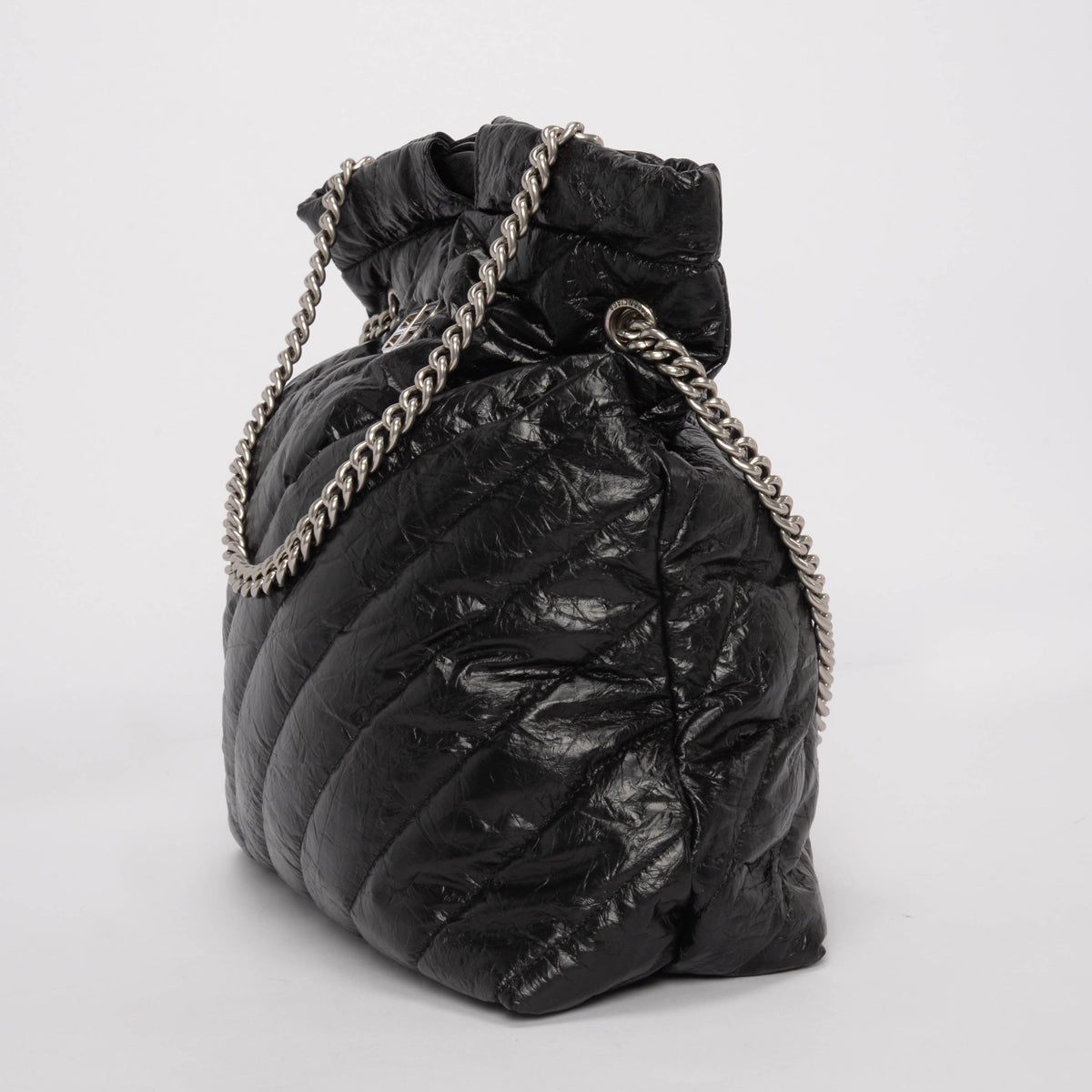 Balenciaga Black Quilted Calfskin Medium Crushed Tote