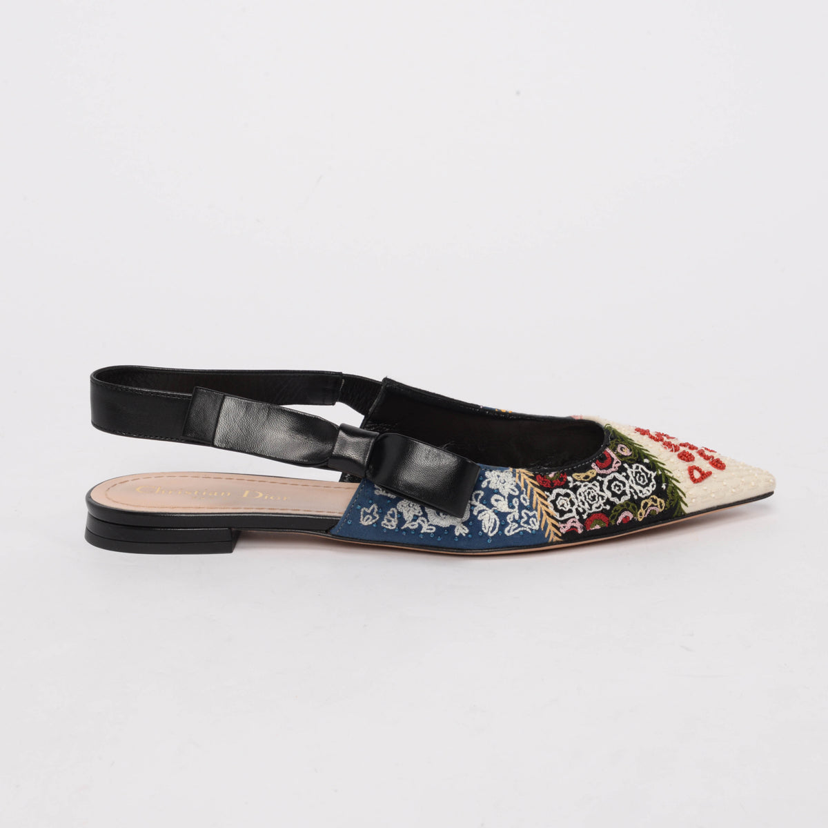 Dior Multi Colour Patch Embroidery Sweet-D Slingback Flats 39