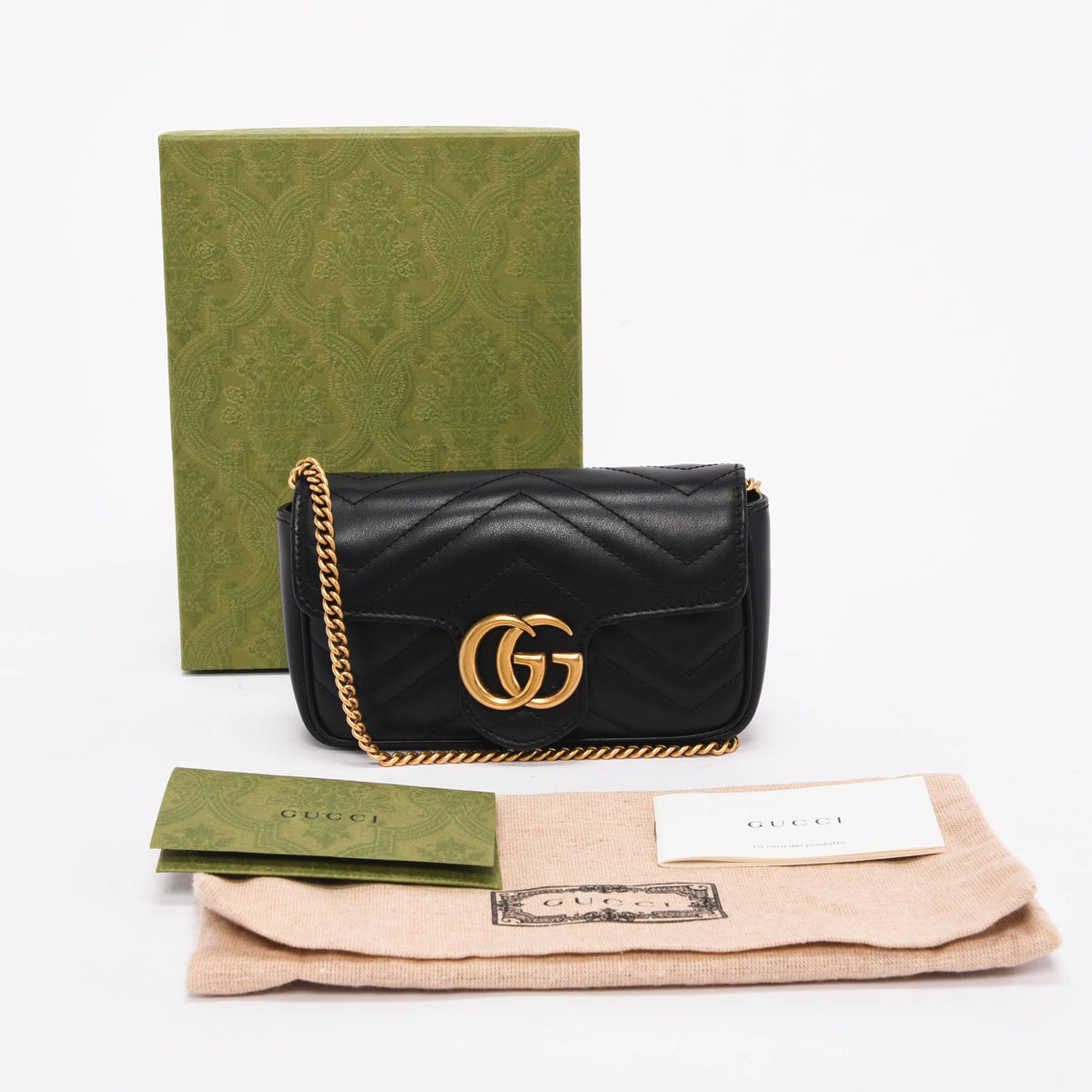 Gucci Black Matelasse GG Marmont Super Mini Bag
