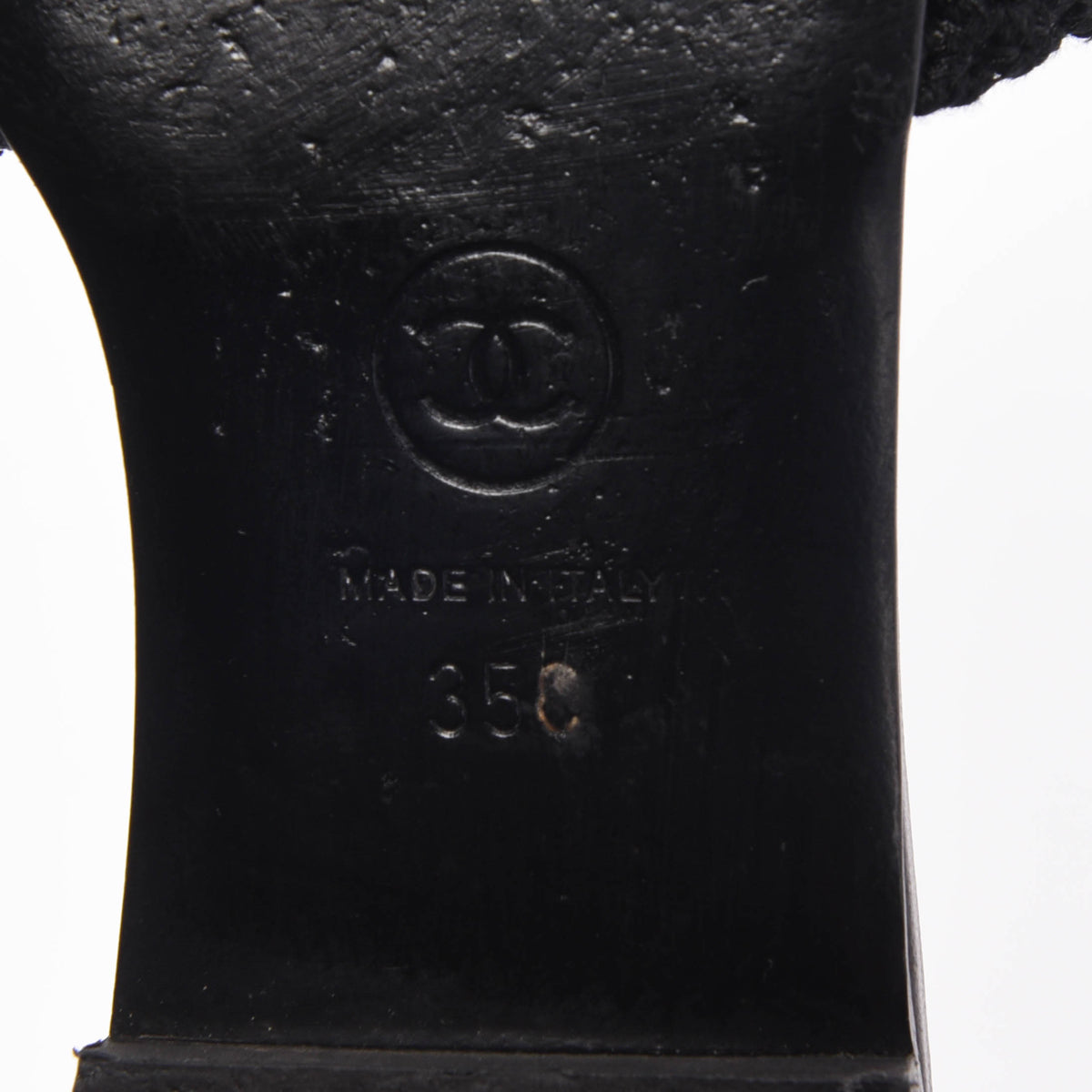 Chanel Black Crochet Knit CC Slides 35