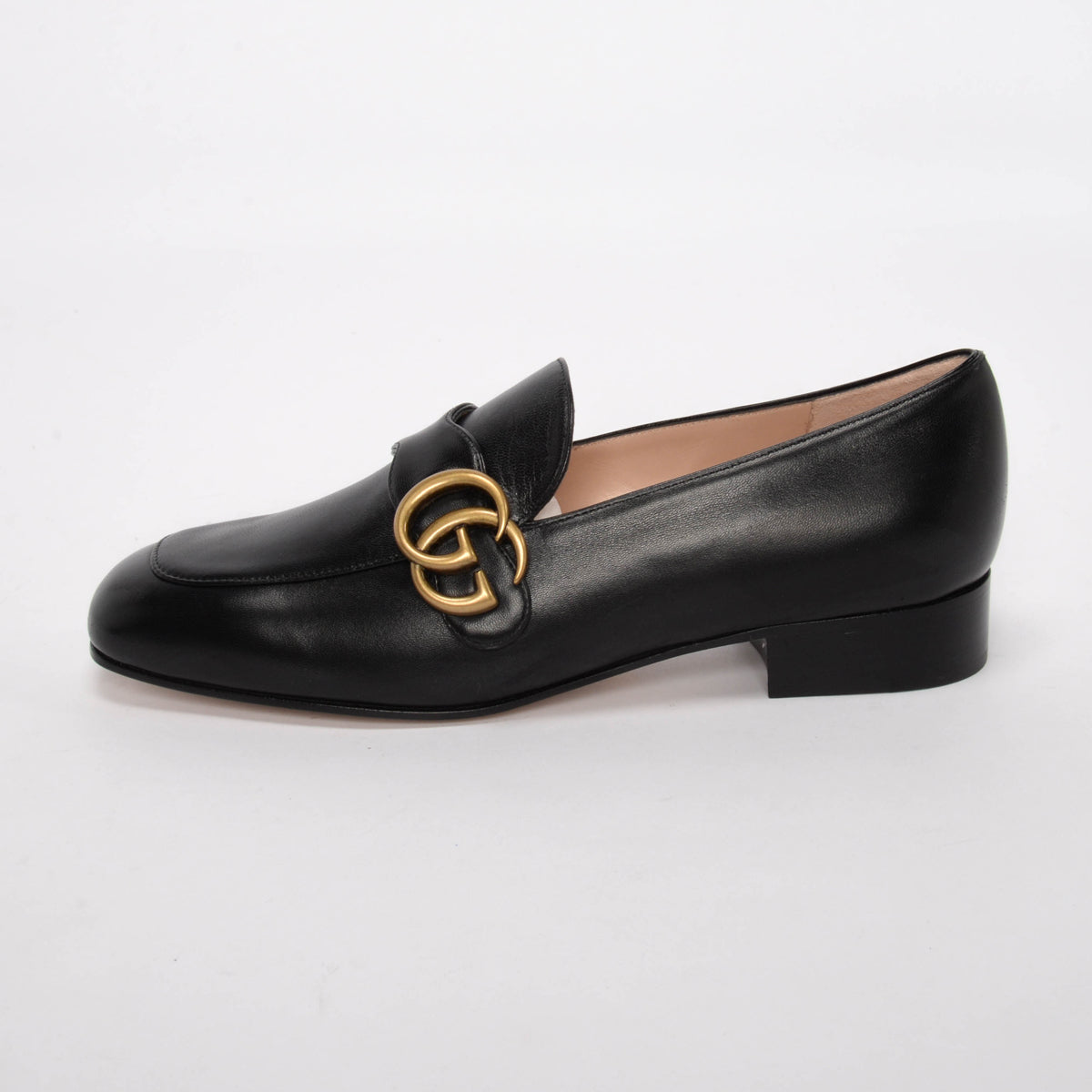 Gucci Black Malaga Kid Double G Loafers 36.5