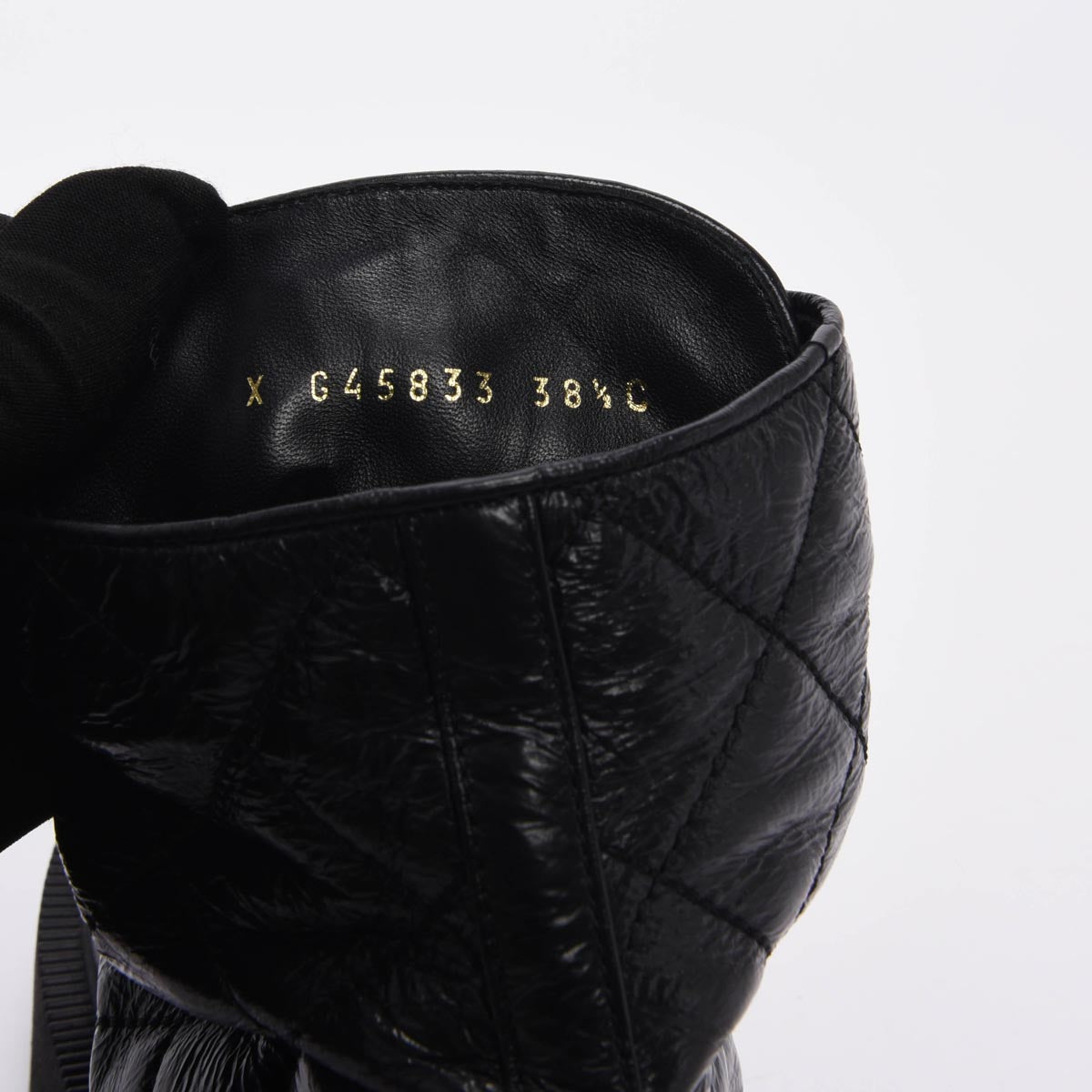 Chanel Black Distressed Calfskin Short Combat Boots 38.5