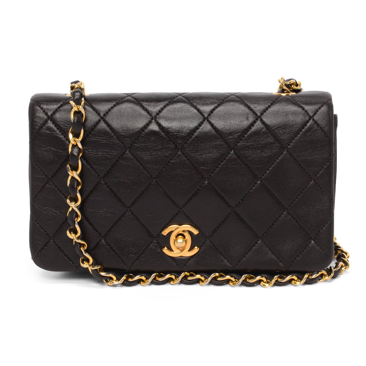 Chanel Vintage Brown Lambskin CC Full Flap Mini Bag