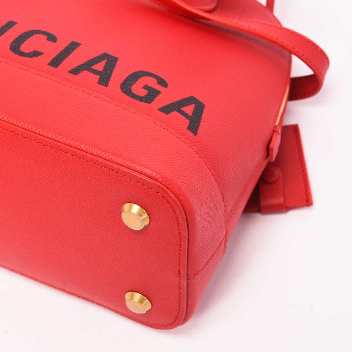 Balenciaga Red Calfskin Small Logo Ville Bag