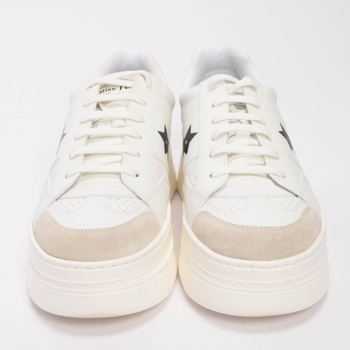 Dior White Calfskin & Suede Star Platform Sneakers 40.5