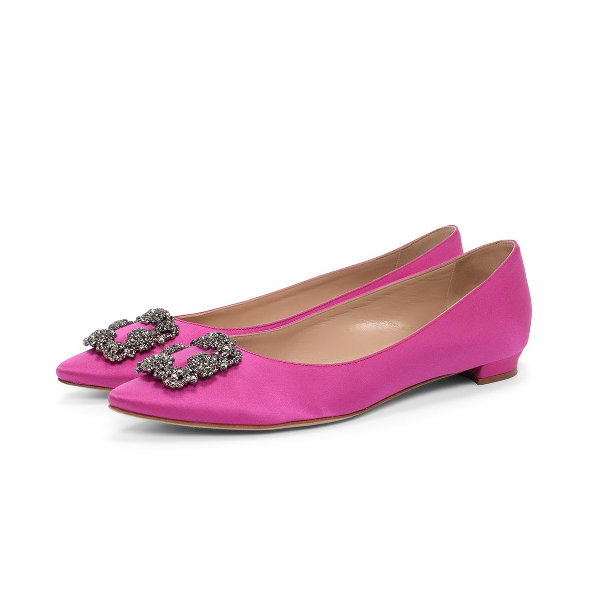 Manolo Blahnik Pink Satin Hangisi Flats 41