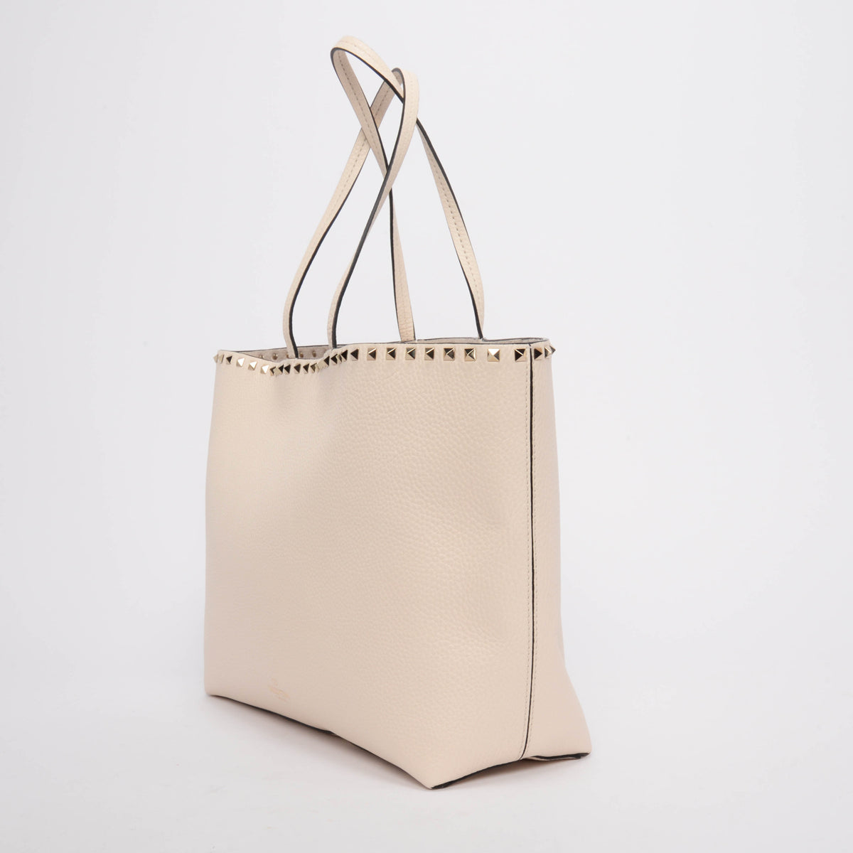 Valentino Ivory Grainy Calfskin Rockstud Tote